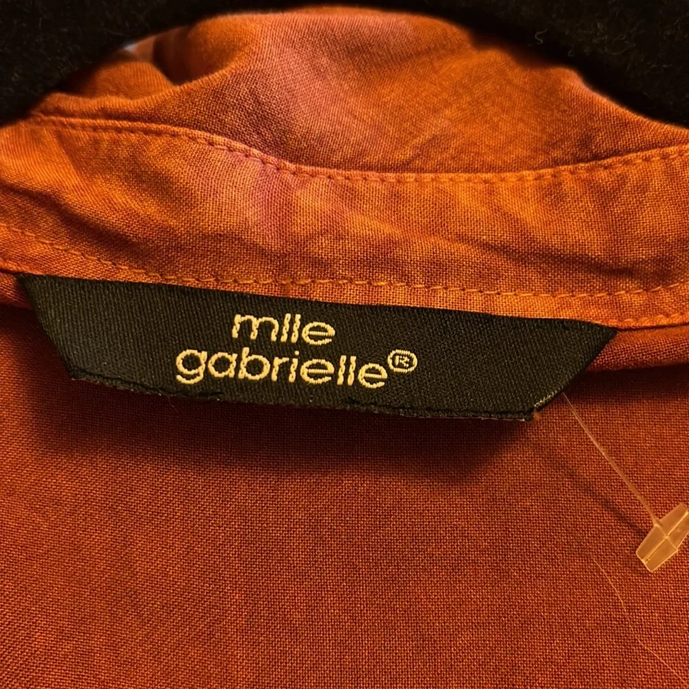NWT MLLE GABRIELLE SMILES FASHIONS XL BEADED HAND DYED BURNT ORANGE DRESS F/S
